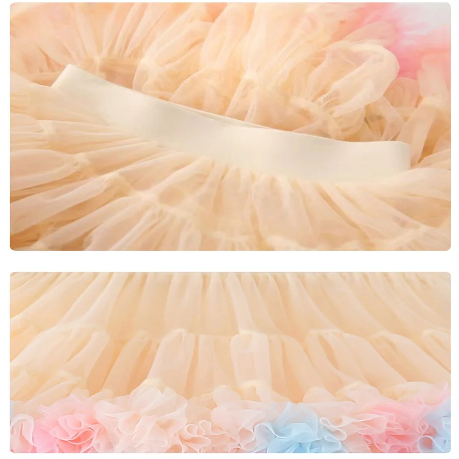 Girls Gradient Short Tutu Skirt Children Fancy Ballet Dancewear Party Costume Ball Gown Summer Newborn Princess Mini Skirt