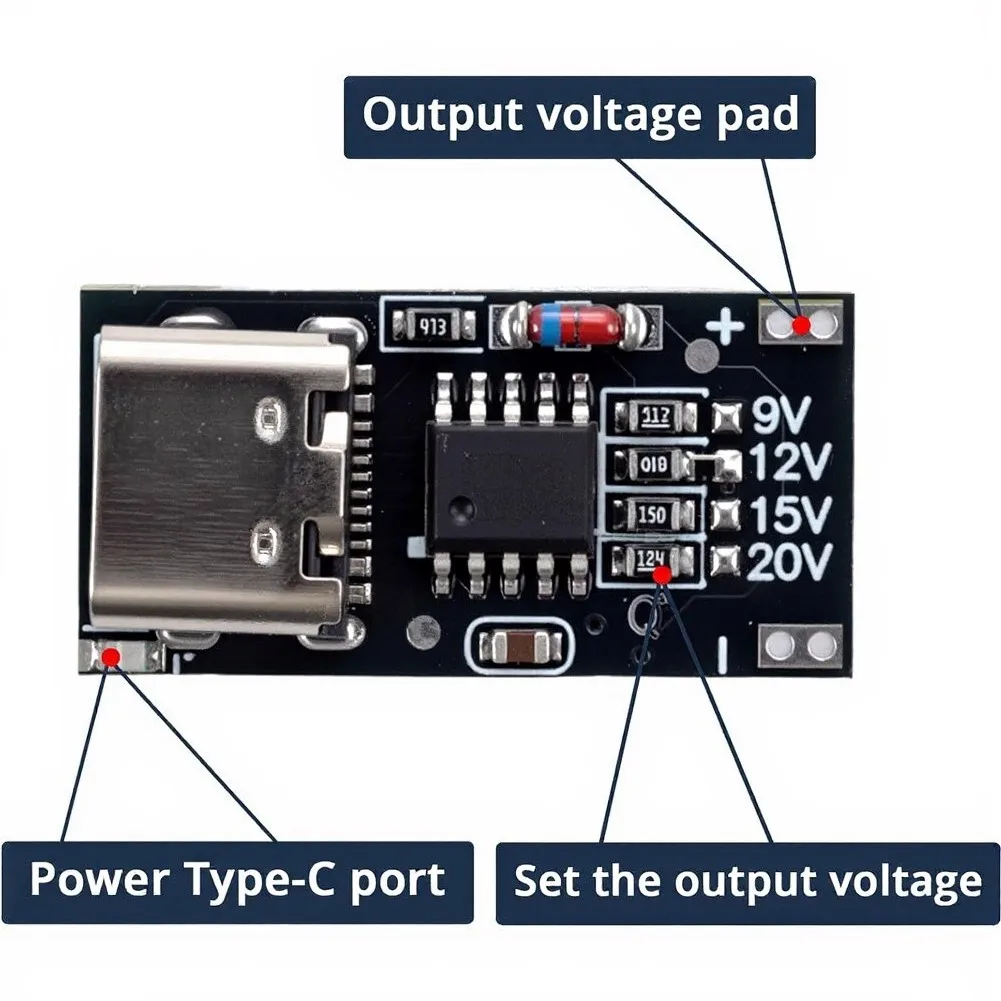 10PCS USB-C PD Trigger Board for PD 3.0 QC 4.0 Fast Charging Negotiation with Four Voltage Taps 9V 12V 15V 20V on PCB