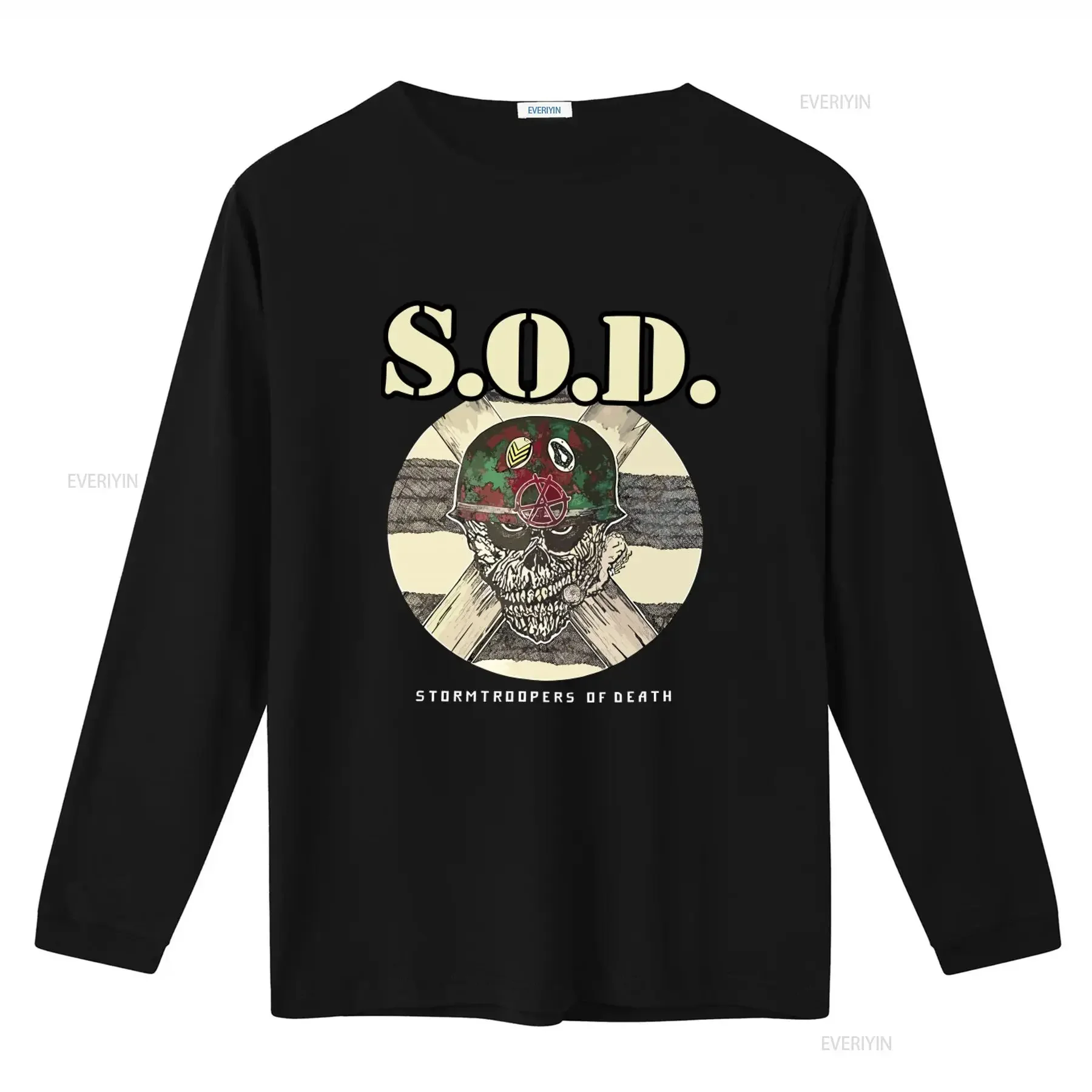 Vintage S O D Stormtroopers Of Death Band Cotton Black T Shirt Retro Skull Helmet Design Perfect for Rock Fans AA2210 vintage
