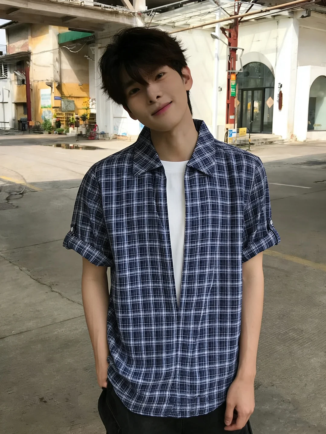 

Summer Design Sensation Plaid ort Sve Casual irt Men's f Sve Young Feel Loose Fit Cheered Print Button down