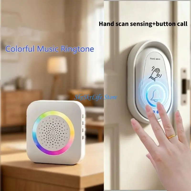 E65E Electronic Doorbell with Hand Function & Multiple Melodies ABS for Homes