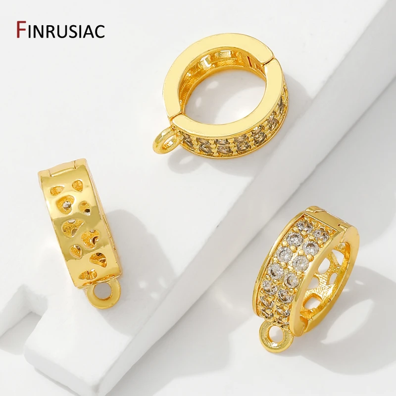 14/18K مطلية بالذهب النحاس الزركون قابلة للفتح قلادة بالات الكفالات السنانير DIY بها بنفسك قلادة كريستال العقيق مستلزمات صناعة المجوهرات #4