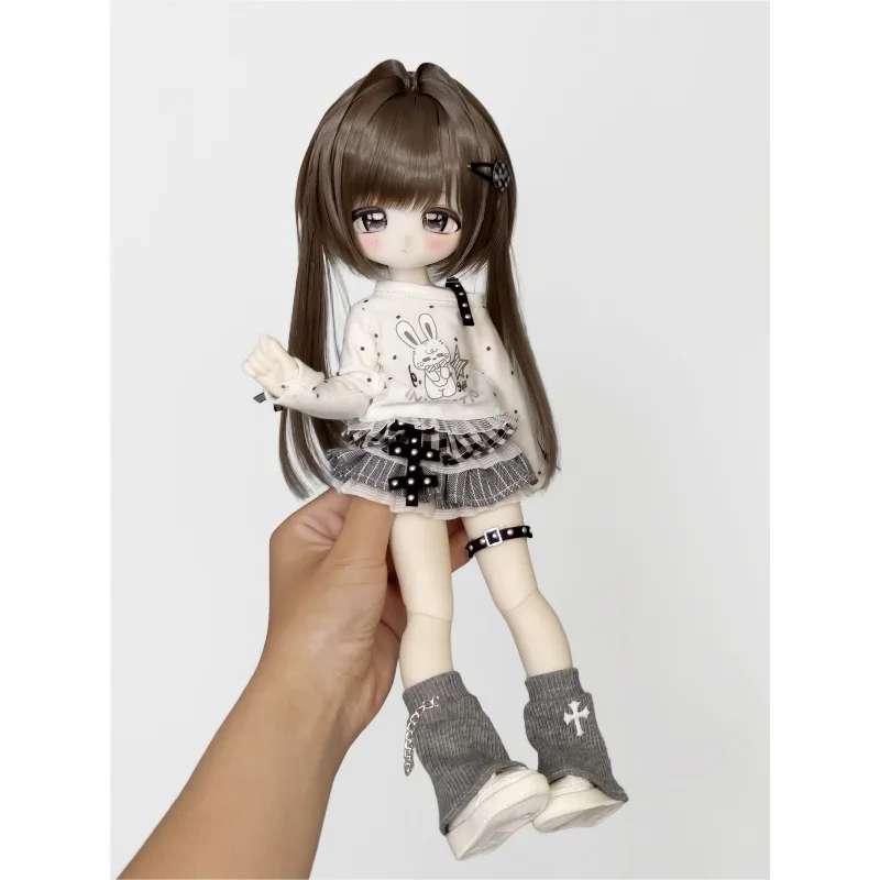 1/6 BJD Doll Clothes Top Skirts Leg Rings Leg Warmer Set For 3-plug6 Cherry Body Regular 1/6, High 1/6, Small 1/6 Doll Costume
