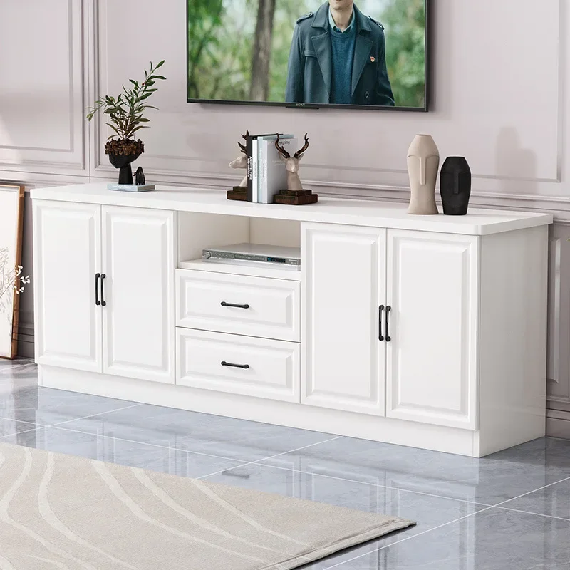 Solid wood TV cabinet simple modern small apartment living room storage  floor cabinet bedroom high modular TV