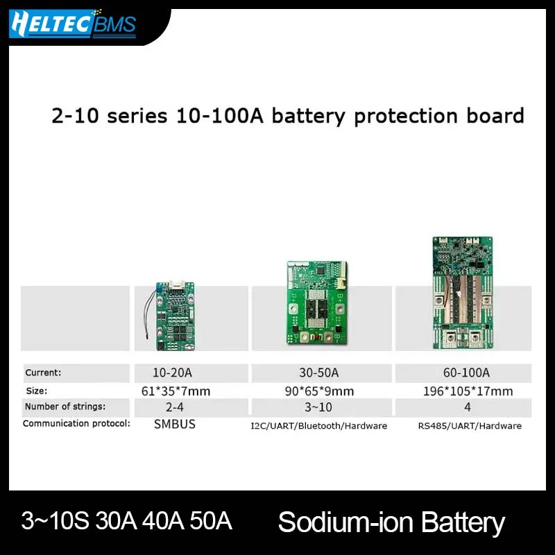 

Heltecbms 12V Smart Sodium-ion battery BMS UART/BLE 3S 4S 30A 40A 50A 60A 100A balance Battery protetcion board/12V battery pack