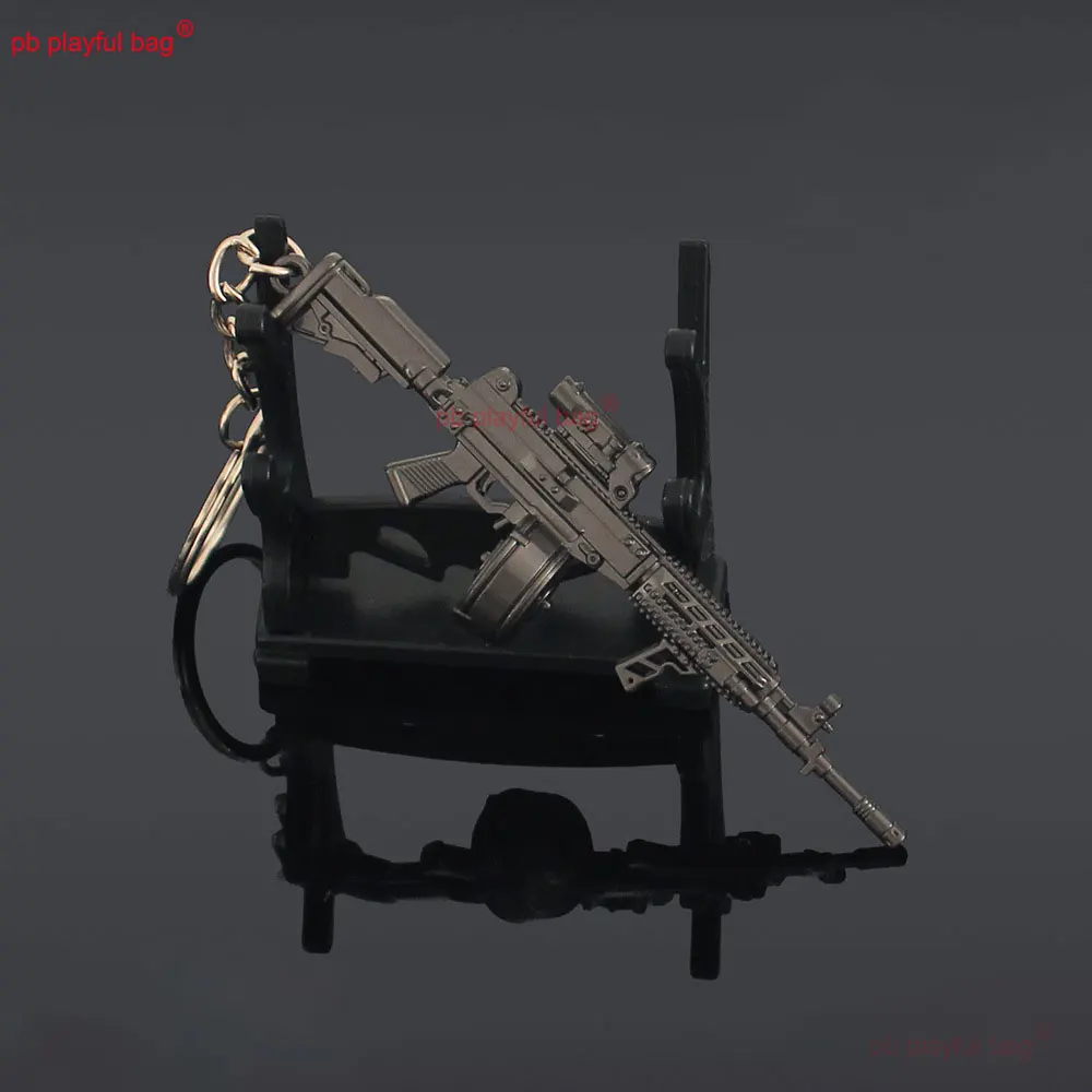 미니 9cm T03 소총 금속 장난감 총 모델 열쇠고리 펜던트 게임 무기 수집 장식 액션 피규어 어린이 크리스마스 선물 ZG396