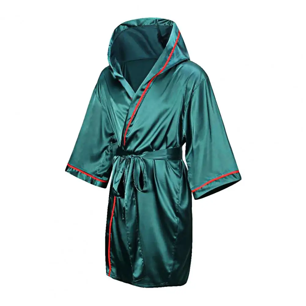 Professional Competition Robe Adults Hooded Boxing Robe with Belt Breathable Knee-length Arts Costume Men Women Sanda Wrestle