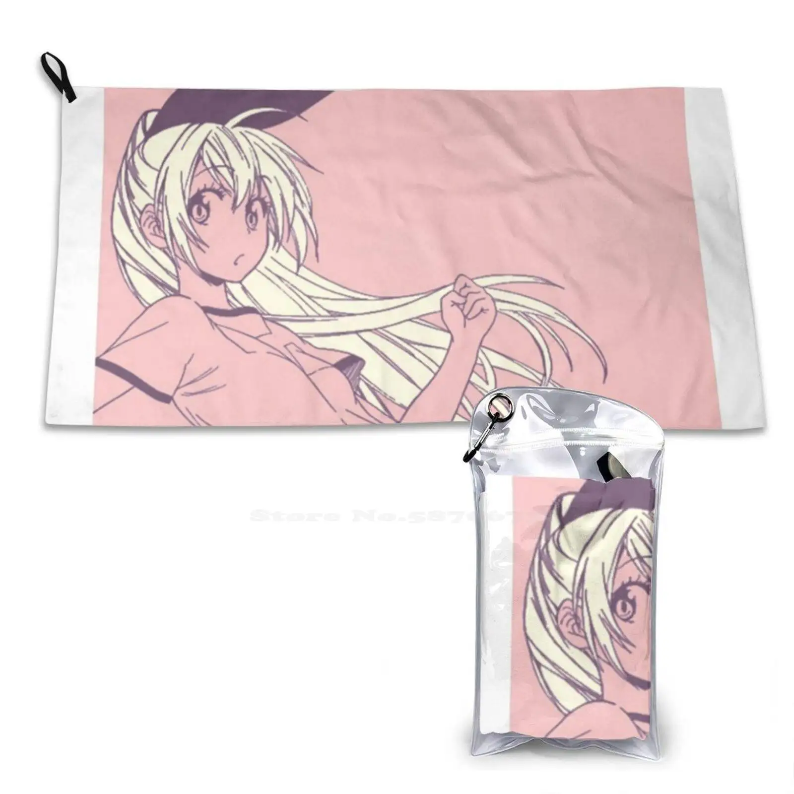 Chitoge Kirisaki-Pink Print Washcloth Face Soft Towel Pink Pastel Nisekoi Anime Manga Chitoge Kirisaki Kirisaki Chitoge