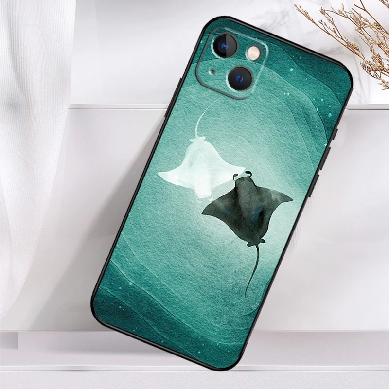 Animal Manta Ray Case For iPhone 14 16 15 Pro Max 11 12 13 Mini 7 8 Plus X XR XS MAX Soft Shockproof Cover