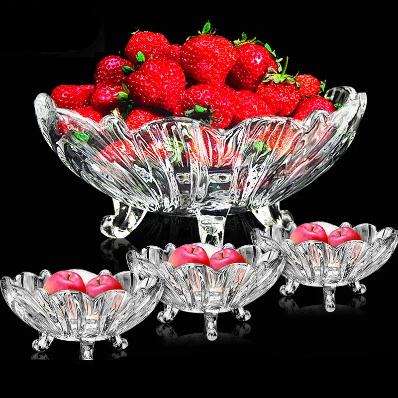 Nordic Style Household Thickened Living Room Coffee Table Snack Plate Personality Creative Crystal Glass Fruit Plate Candy Basin