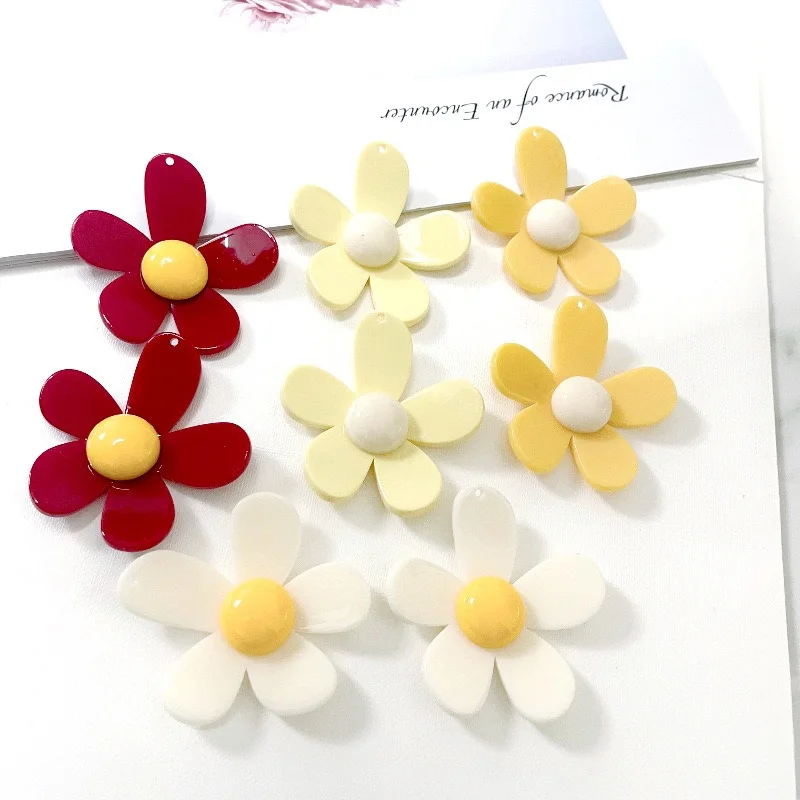 新到着-44-ピース-ロットカラープリント漫画の花の形のアクリルビーズ-diy-ジュエリー衣服ペンダントアクセサリー