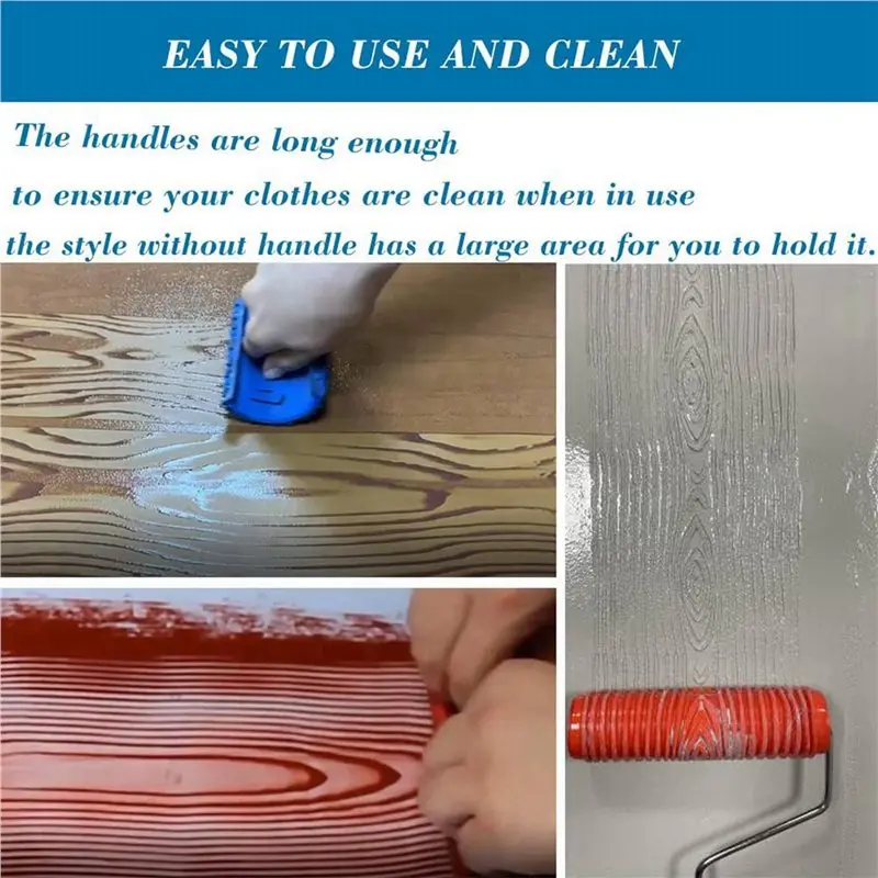 FAST-Wood Grain Tools, 8Pcs Wood Grain Roller Painting Tools Texture Pattern With Handles Texture Tool Paint,For Wall Room