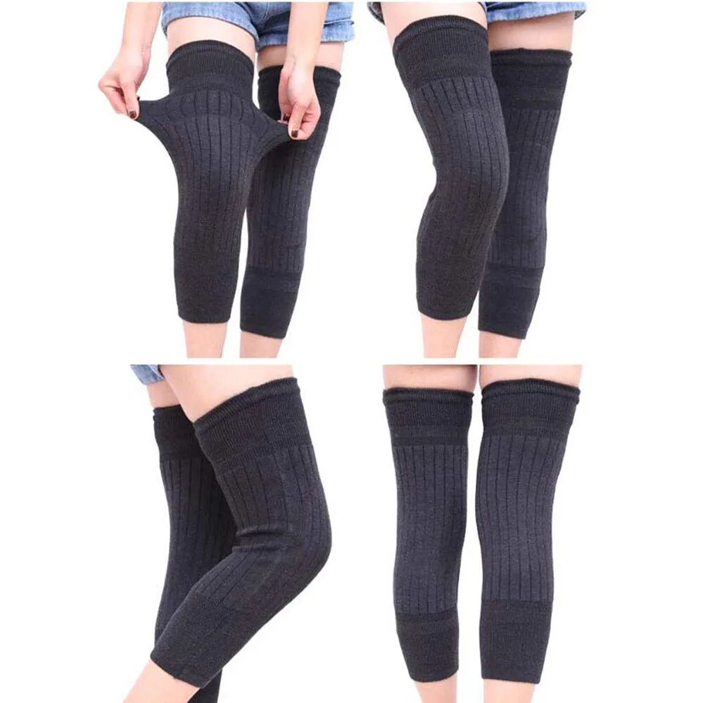 膝サポーター-ウォーマー-レッグスリーブ-ウール製-膝蓋骨保温-冬用ロングブレースパッド