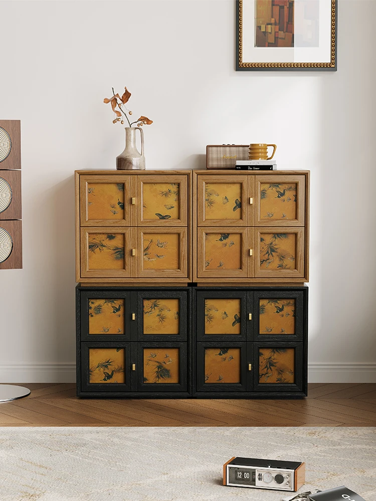 

Medieval retro fragrant cloud yarn bucket cabinet solid wood bedside table sub-bedroom