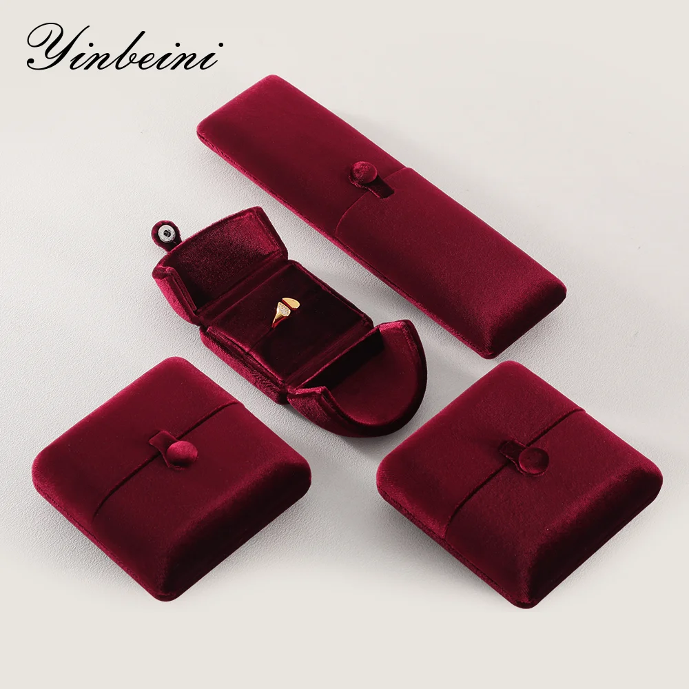 Yinbeini Velvet Jewelry Storage Box Ring Earring Bracelet Necklace Display Box for Wedding Proposal Engagement H024