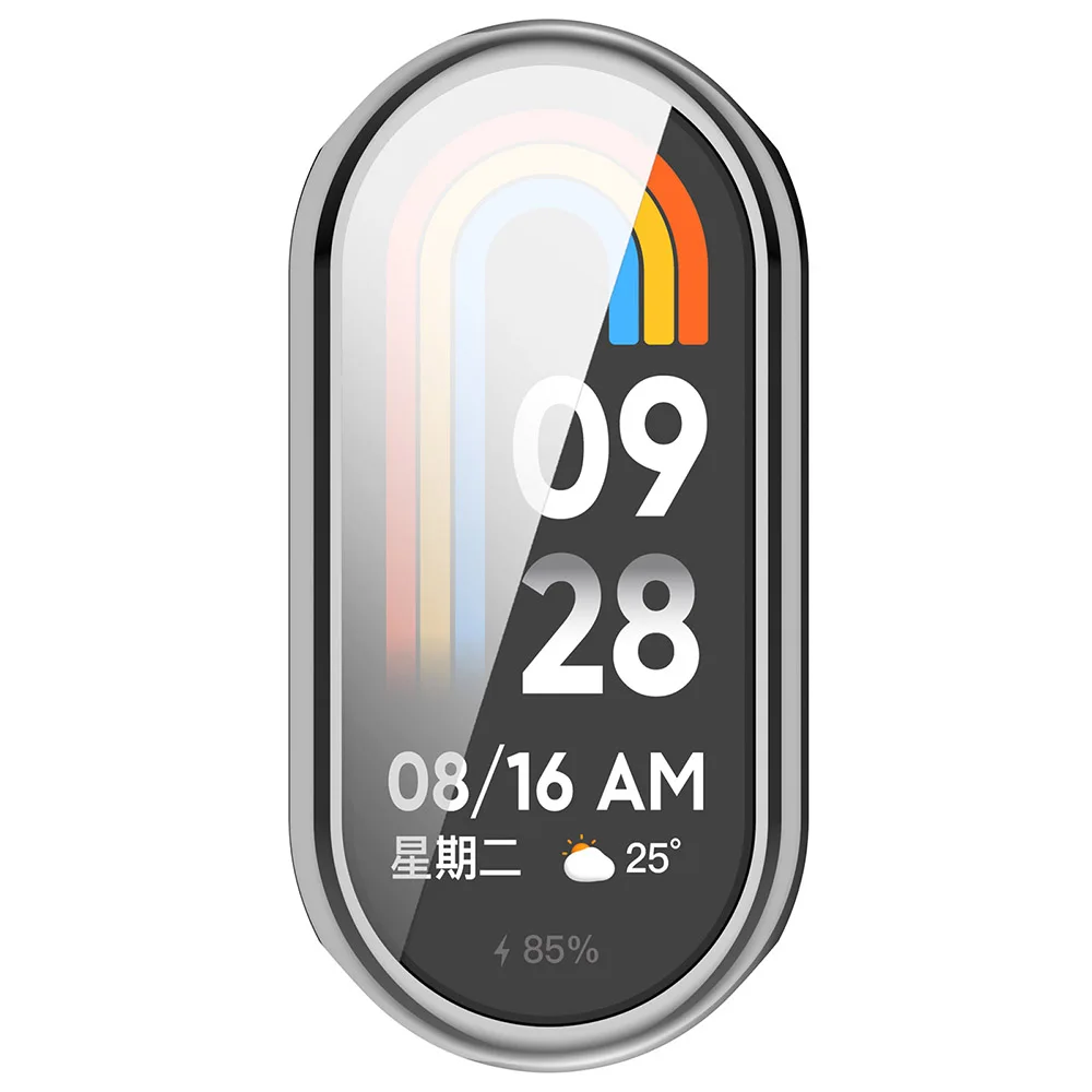 Silver Screen Protector for Xiaomi Smart Band 9/ 9 NFC Case Soft TPU Protective Cover Mi Band 9 Smartwatch Accessories