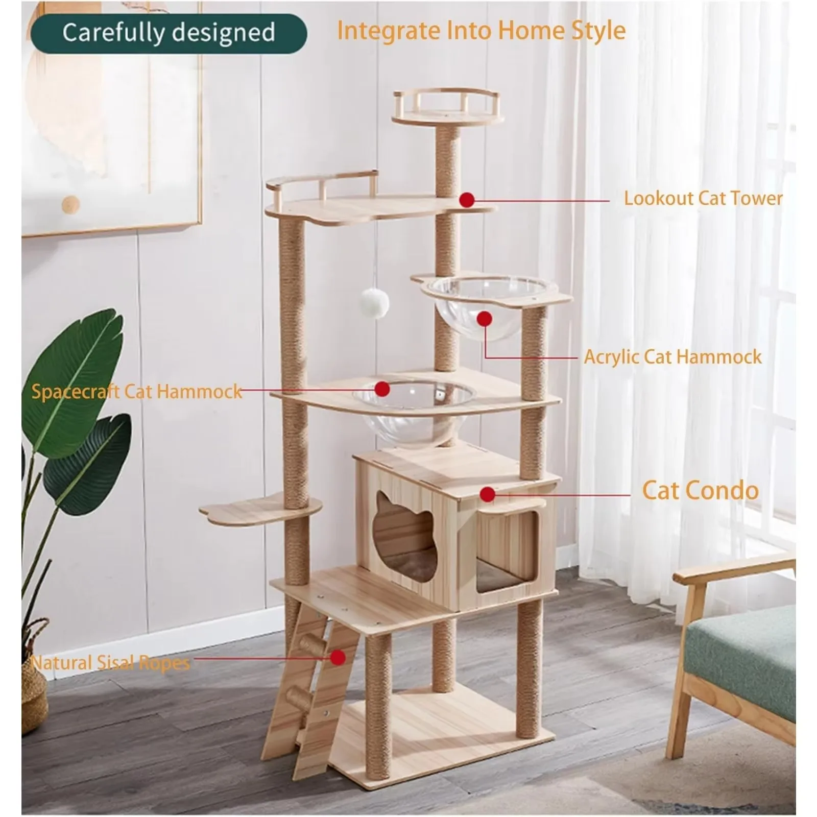 US Cat Tree, Modern Cat Tree Tower for Indoor Cats - 67