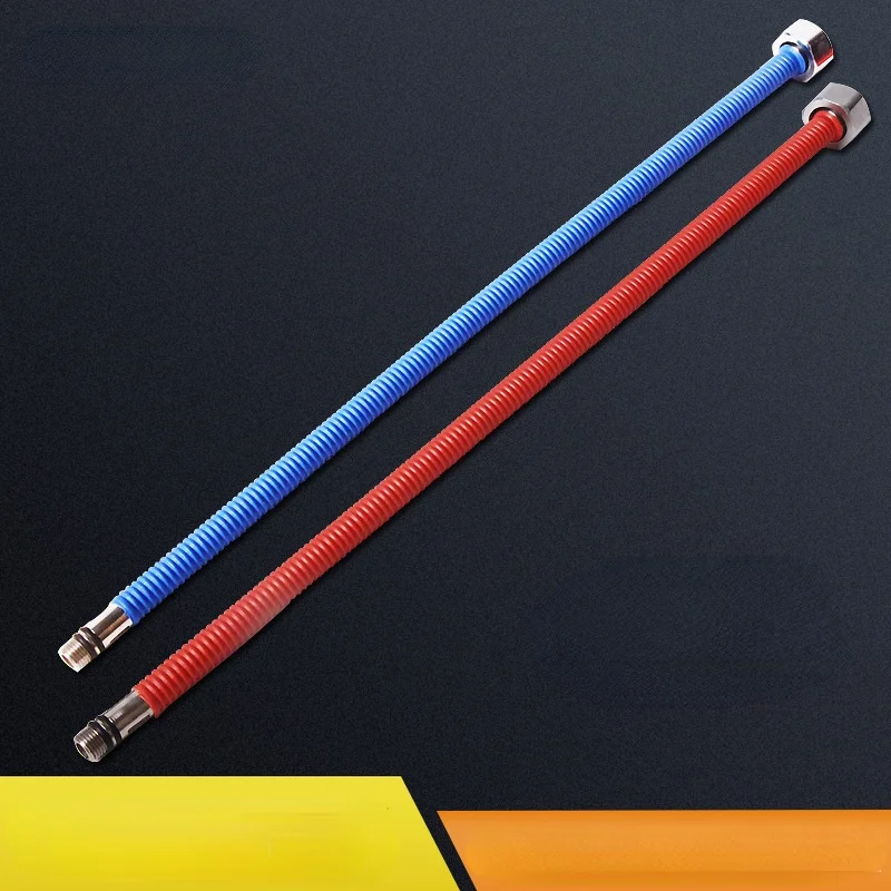 Stainless Steel Single-head Red and Blue Plastic-coated Water Inlet Hose Kitchen Sink Faucet Hot and Cold Water Inlet Hose