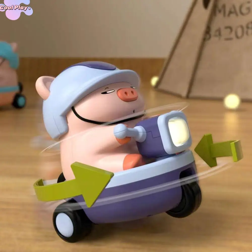 

Plastic Pig Stunt Three-wheeled Car Toys Sound And Light Interactive Animal Piggy Electric Car Toy Movable Rotating