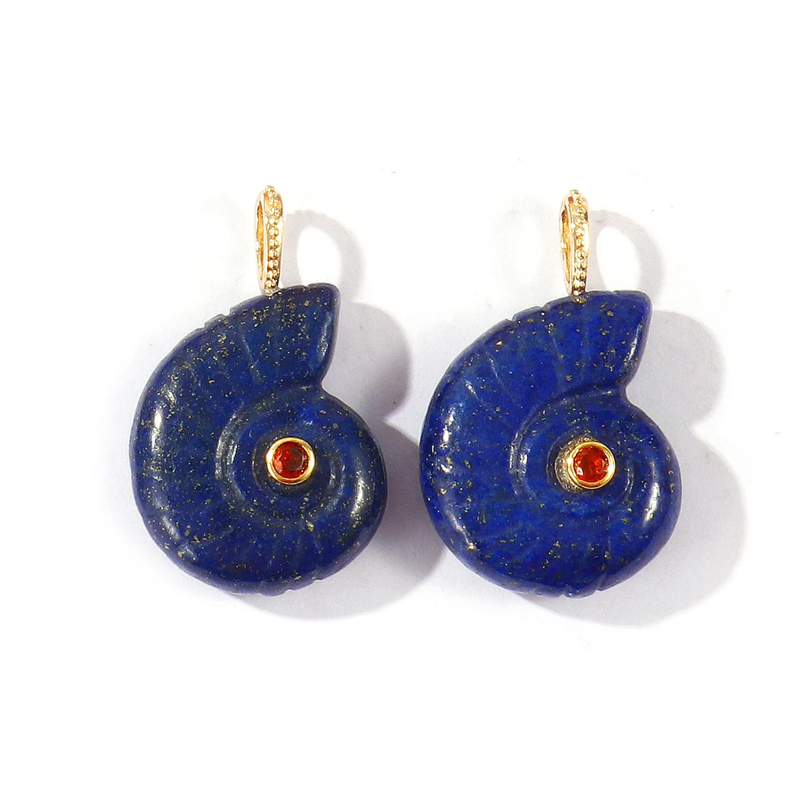 2pcs Charms Ocean Conch/ Sea Snail Multicolor Stone Brass 18K Gold Plated Pendants DIY Necklace Earrings Jewelry Making26mmx21mm