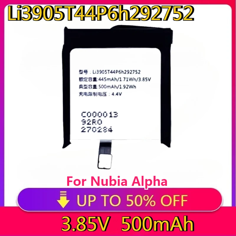 

New High quality replaceable Li3905T44P6h292752 Replacement Battery For Nubia Alpha SW1002 Watch 500mAh