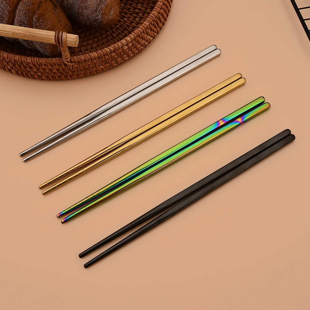 Black Stainless Steel Cutlery Set Sushi Sticks Dinner Spoons Set 12Pcs Dinnerware Korean Chopsticks Dessert Spoon Flatware Set - view 6