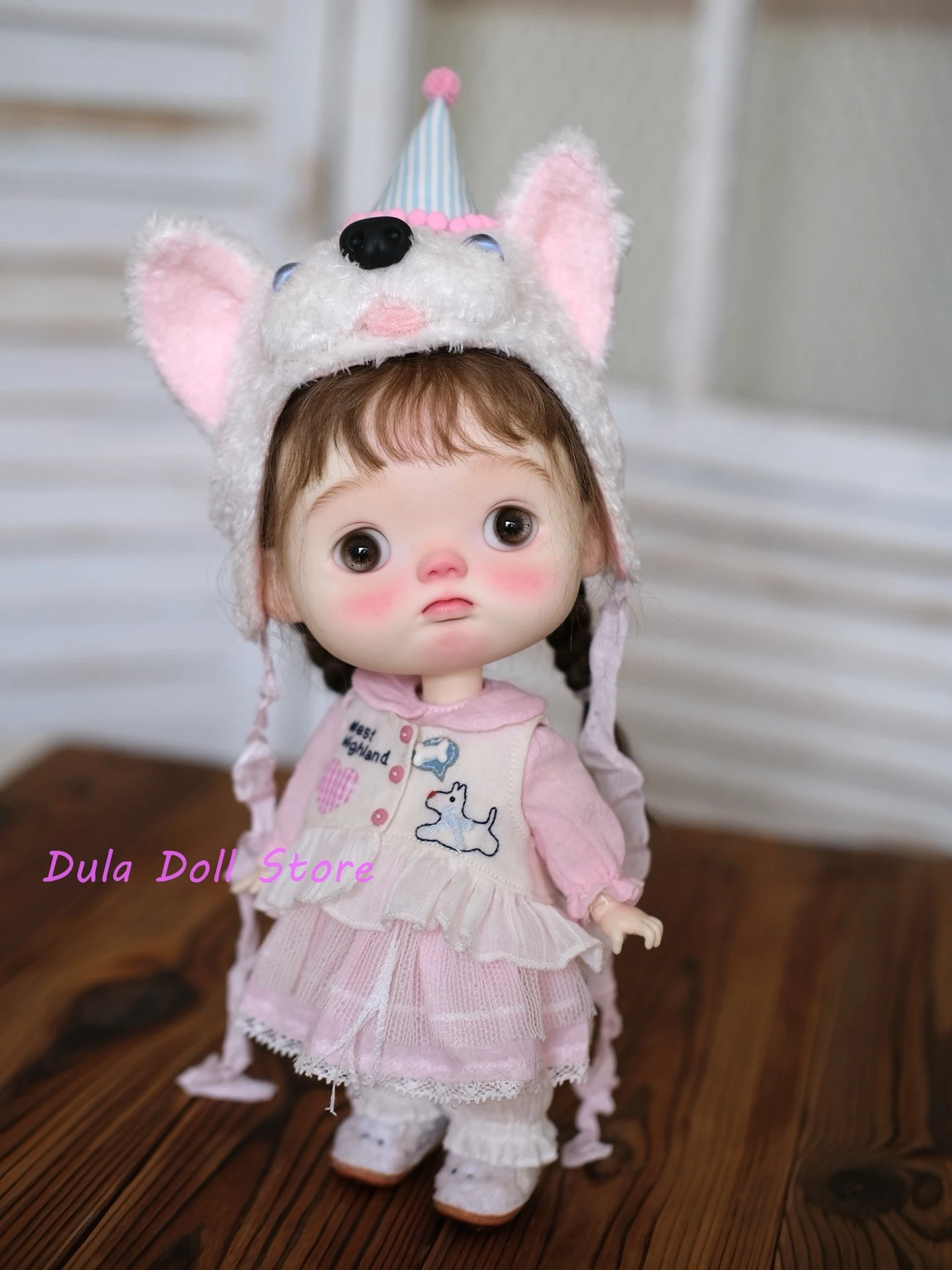 

Одежда для кукол Dula, розовая шапка для собаки, жилет Frey, юбка, платье, кукла Fat Dian