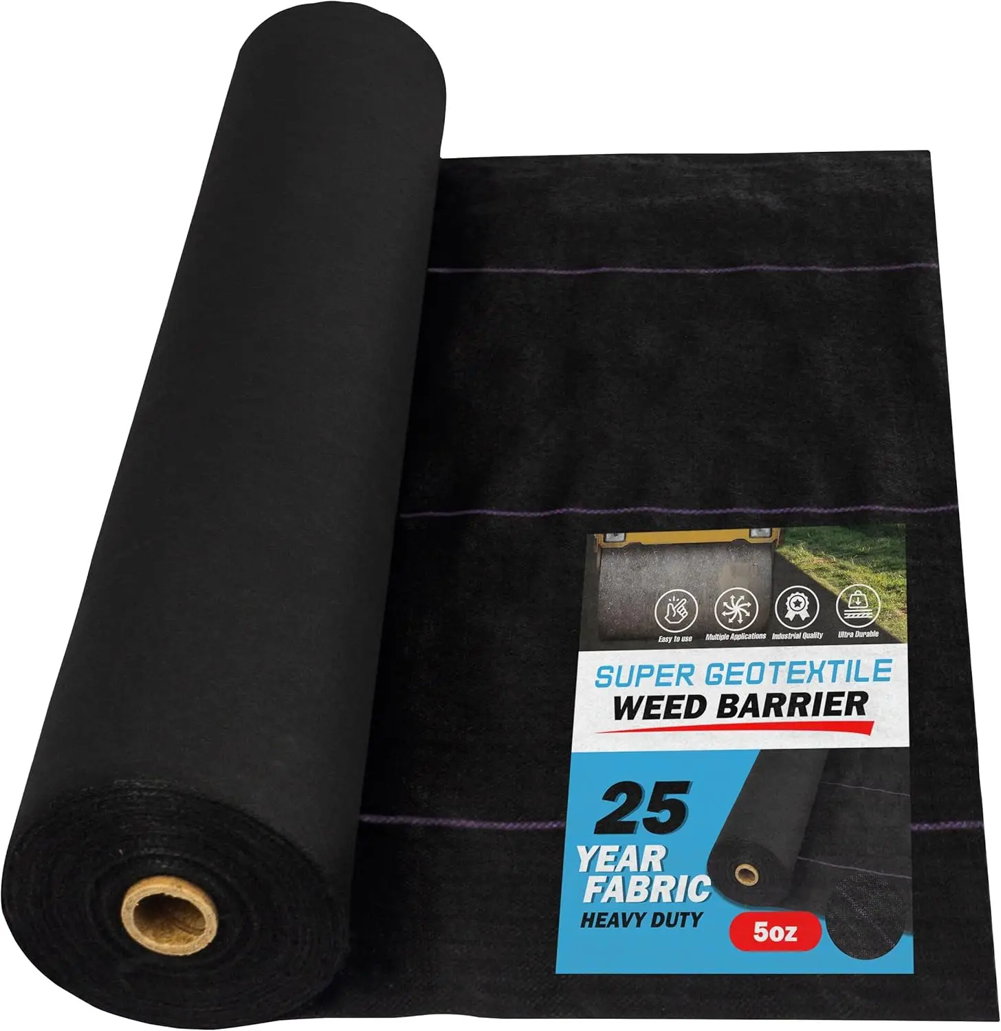 Professional 5oz Geotextile Weed Barrier    - Heavy Duty Landscape    for Gardening, Landscaping, Weed    (3x100)