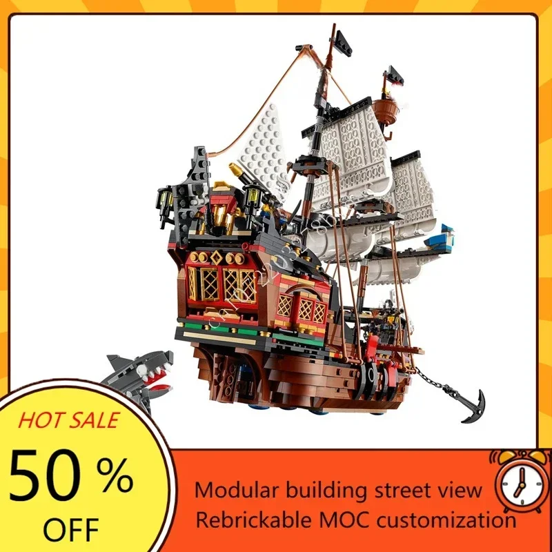 1260 pçs moc navio pirata personalizado kit modelo de navio de guerra diy conjunto educação técnica montagem criativa brinquedo quebra-cabeça para crianças presente natal