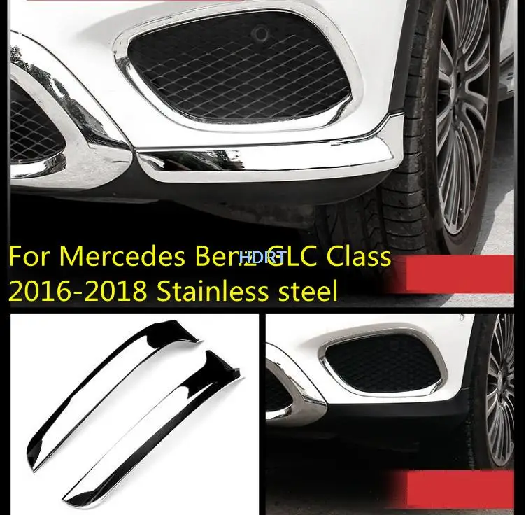 Car Style For Mercedes Benz GLC Class 2016-2018 Stainless steel Front Bumper Lip Spoiler Canards Splitter Corner Protector Cover