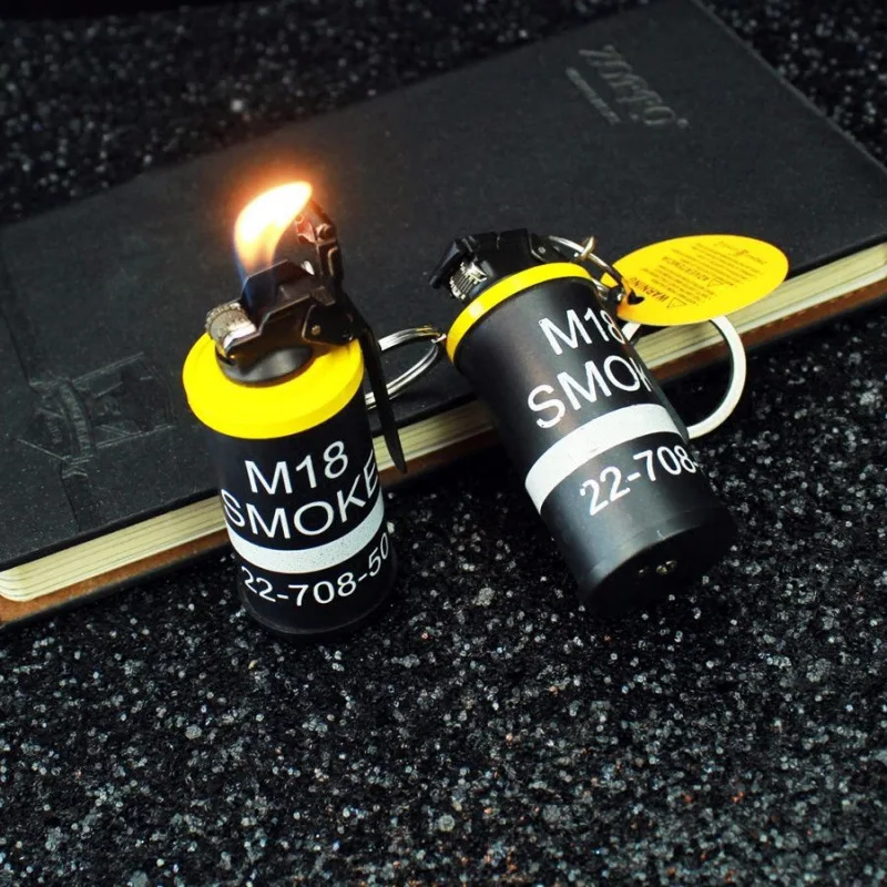 New mini grenade model butane lighter, portable keychain, key pendant, cigarette accessories