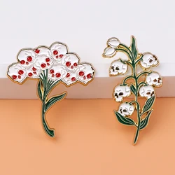 Punk Skull Flower Enamel Pins Women's Brooches Men Lapel Pins Badge on Backpack Costume Accessories Halloween Jewelry Gift