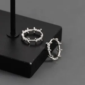 Punk Gümüş Renk Sivri Kulak damızlık Küpe Erkekler için, hoop Küpe, Düzensiz, Unisex Piercing Hoop Küpe, Daire, Basit, Kpop Damla Takı Moda 6 büyük satış-diken - №2