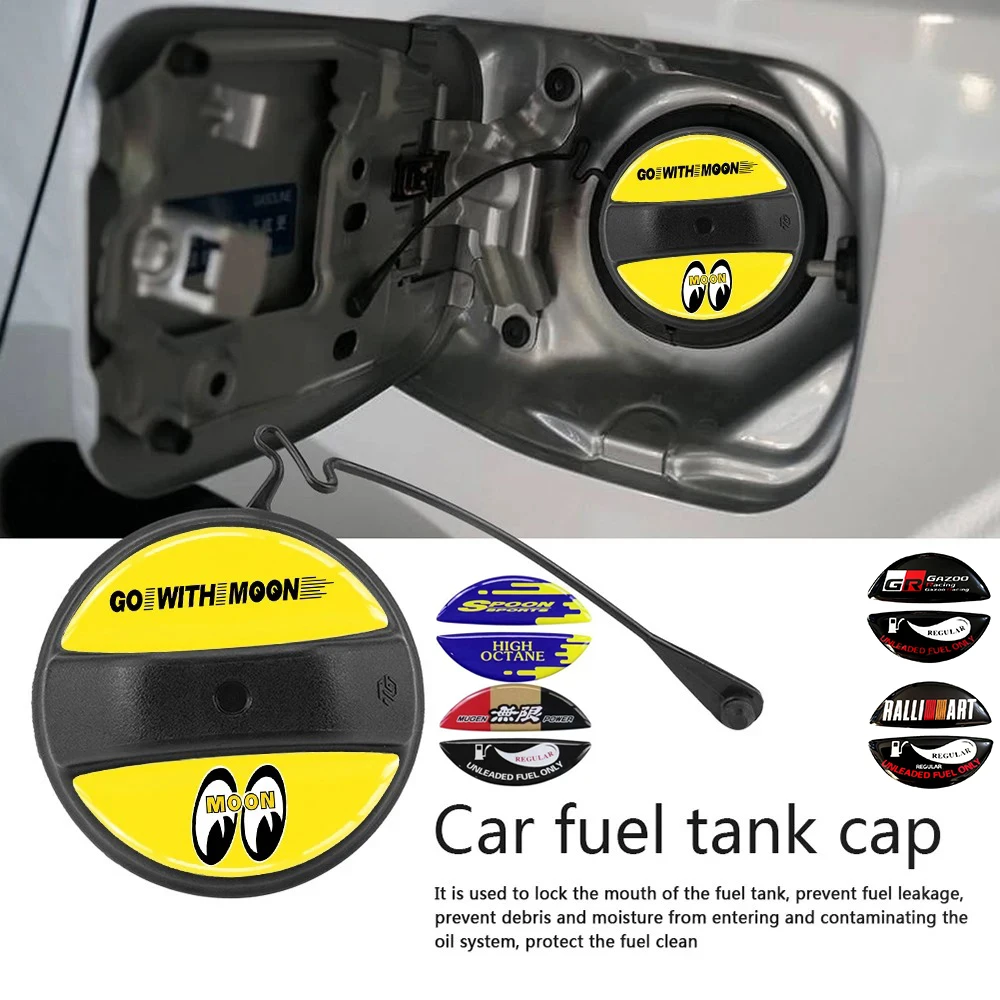 JDM Yellow Mooneyes JDM Car Accessories Fuel Tank Cap Sticker High Quality Glossy Black Garnish Decal Sticker For Car Styling