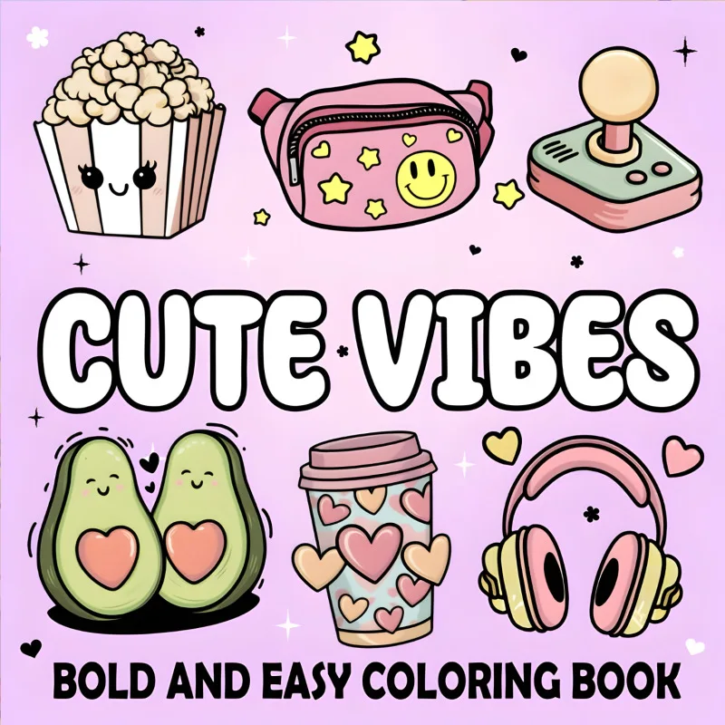 Cute Item Coloring Book Graffiti Drawing Notebook Anti-Bleed Paper For Stress Relief Leisure Coloring Creation