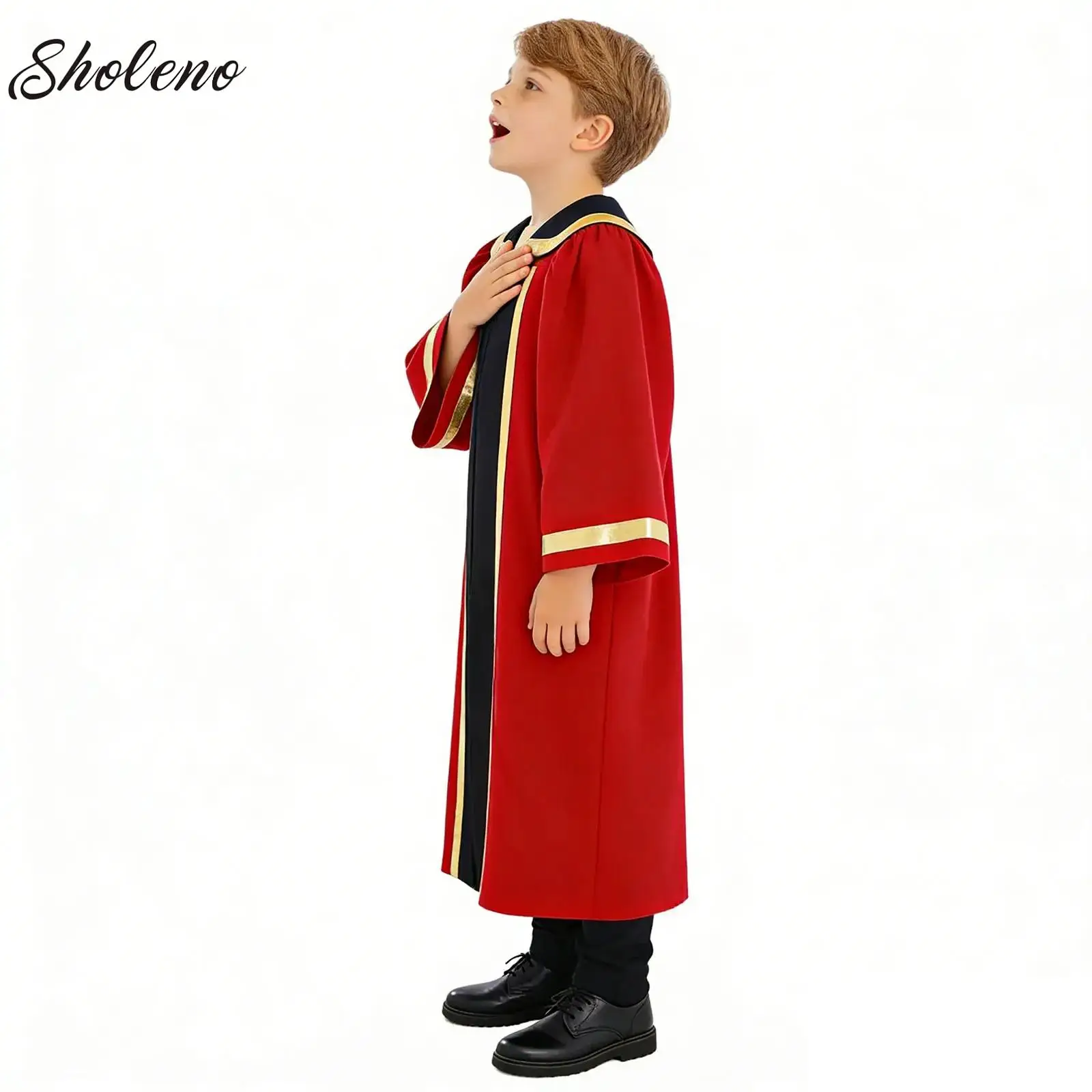 

Boys Girls Church Choir Liturgical Worship Robe Halloween Theme Party Pastor Priest Cosplay Costume Long Sleeve Gown Dresses