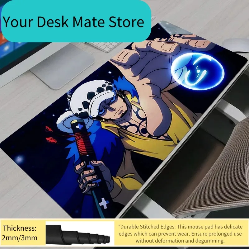 

Игровой коврик для мыши One Piece Trafalgar D Water Law, HD-коврик для мыши для геймеров и домашнего компьютера, коврик для клавиатуры, нескользящий офисный коврик для мыши