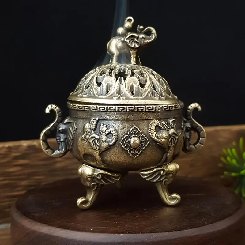 1 Stück Elefanten-Dreifuß-Räucherstäbchenhalter aus Metall, Heimdekoration, Aromatherapie-Geschenk für Meditation, Yoga, Spa, Weihnachten, Erntedankfest