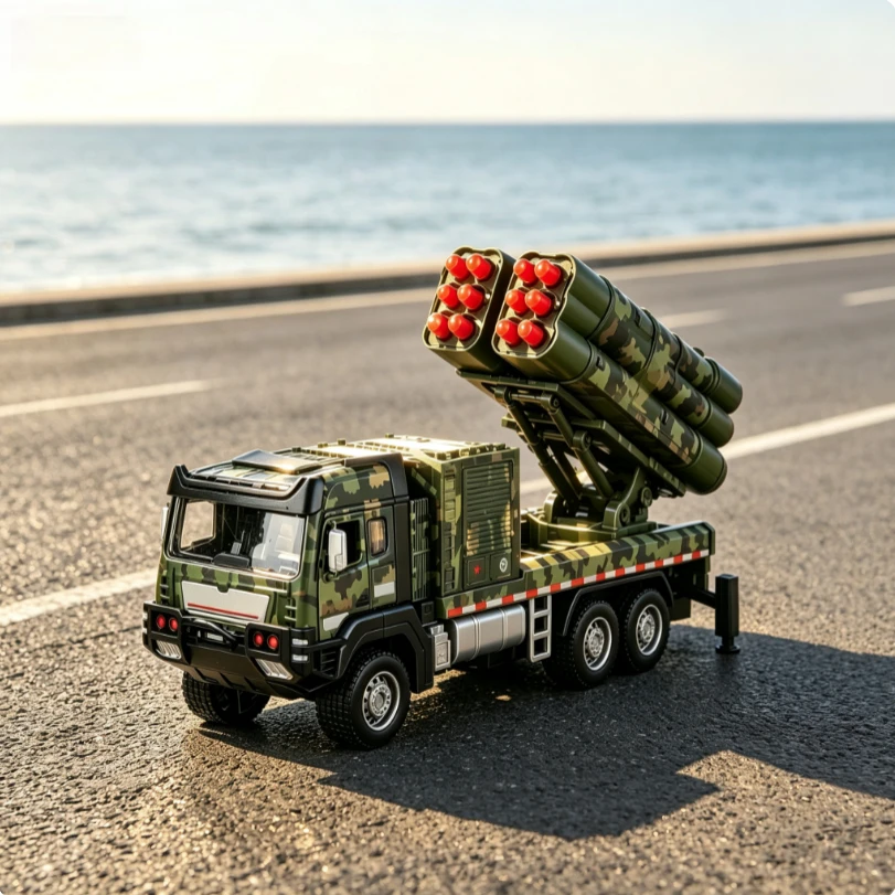 Alloy military missile launches 12 rounds with one click Model toy new car Alloy diacast cast car model rebound toy