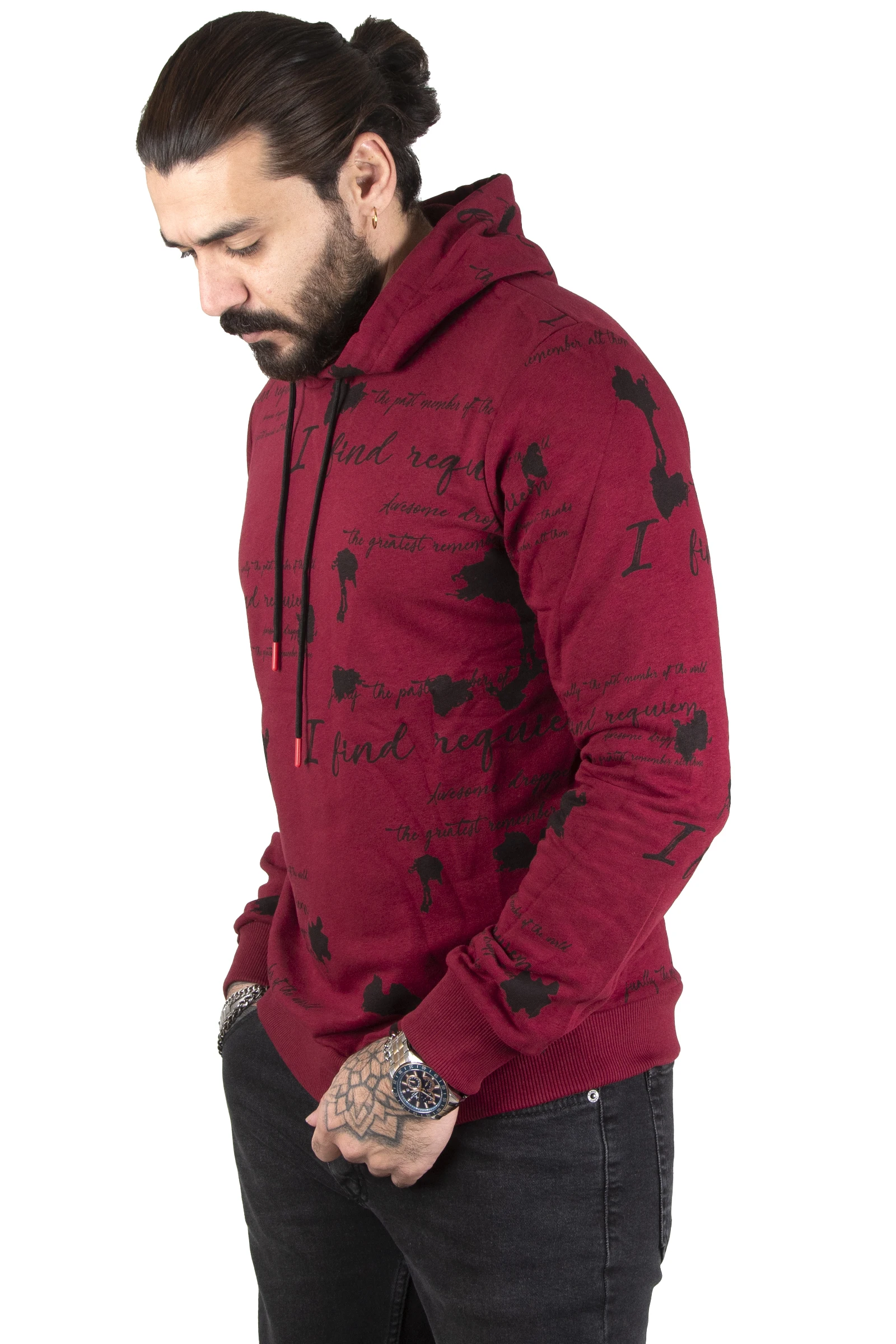 DeepSEA Front and Back Printed Hooded Two-Thread Male Sweat 2301110