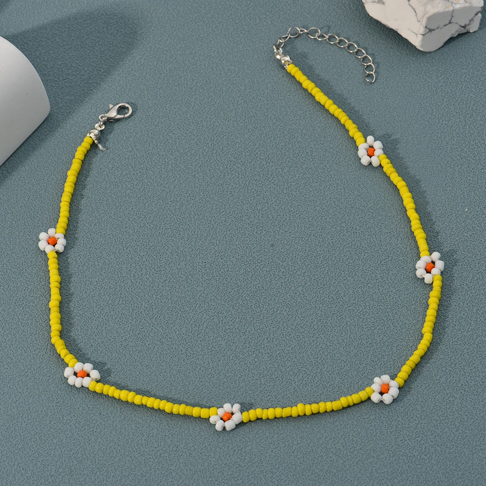 Flower Short Necklace For Women Fashion Simple Boho Handmade Beaded Ladies Birthday Party Clavicle Chain Jewelry Wholesale image 5