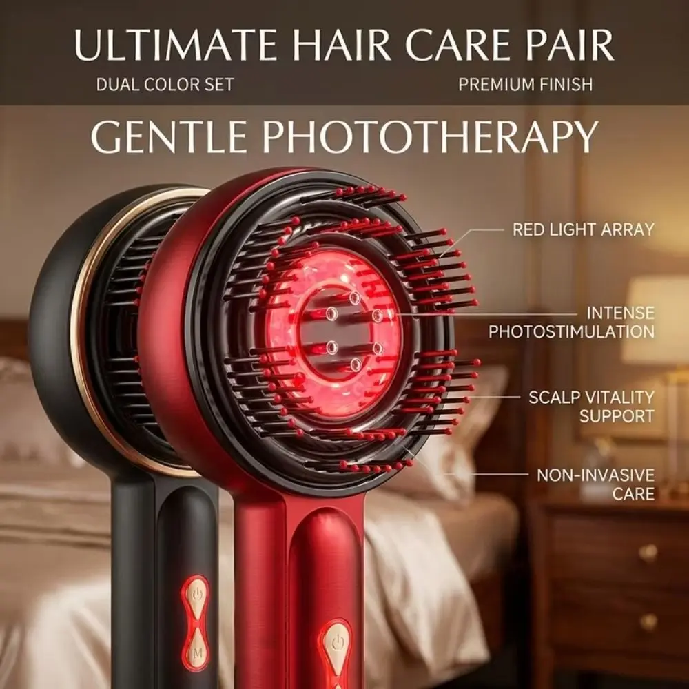 Liquid Storage Cylinders Massage Comb Universal Replaceable Inner Liner 3 Vibration Modes Scalp Massage Comb USB Rechargeable