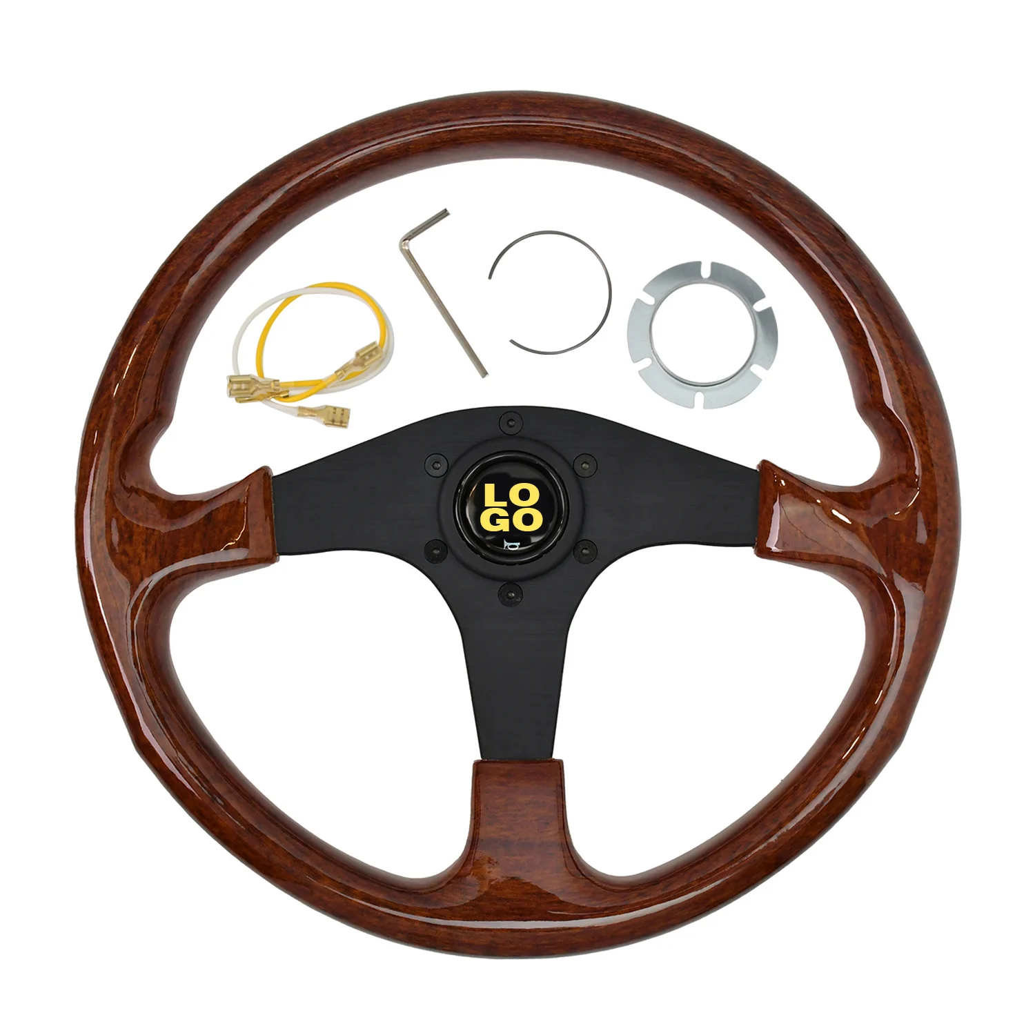 

Vintage brown 40mm deep car steering wheel high quality modified 350mm sports racing steering wheel for cars