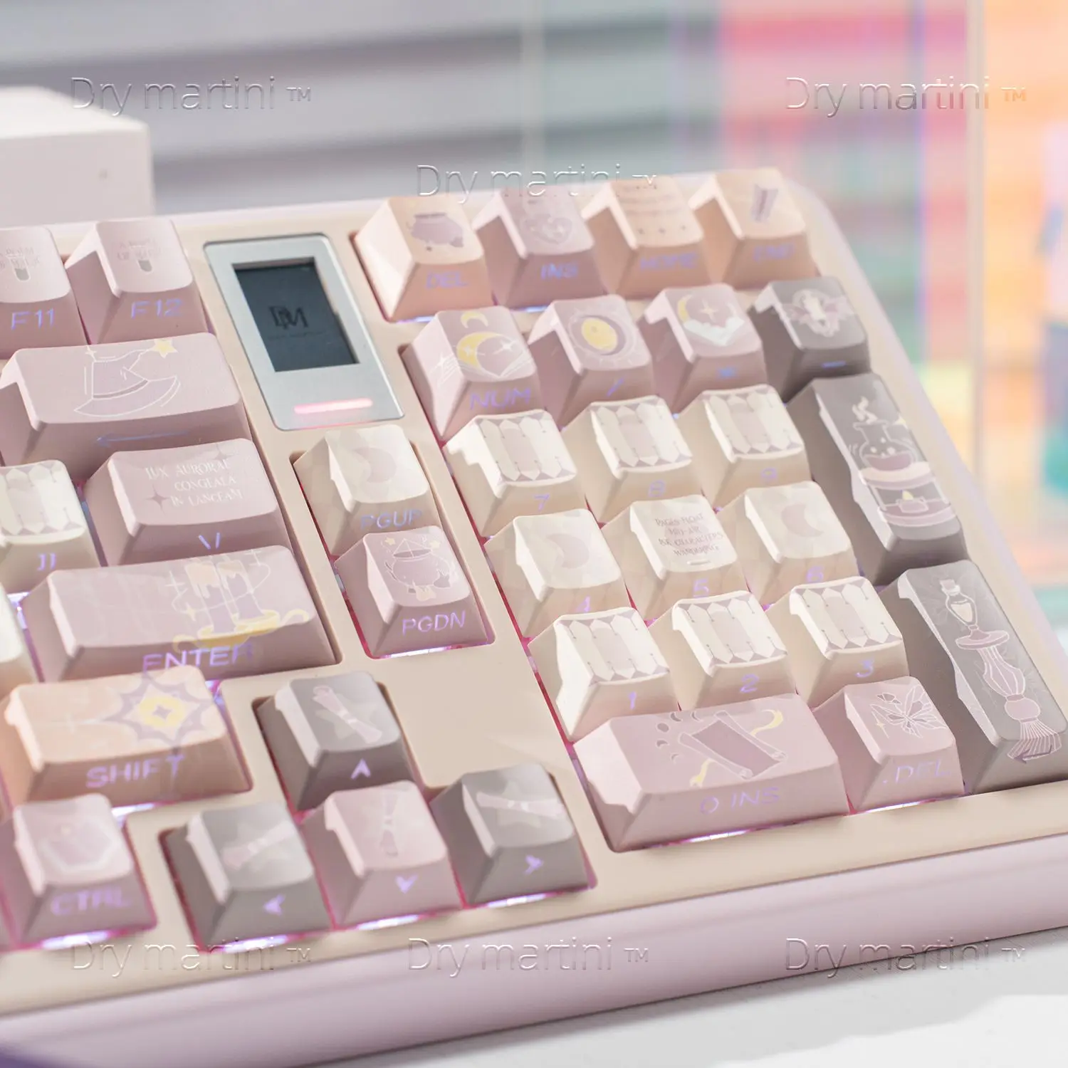 128 Keys Magic Poem PBT Keys Cherry Keycaps Cute Keycap Gift for Girl Dye-Sub Mechanical Keyboard for Made68 Mad68 Wooting 60