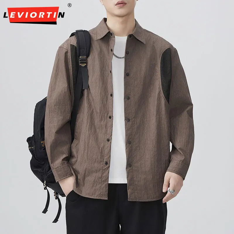 2025 Spring and Autumn New Japanese Retro Men's Fashion Wide Songshan Outdoor Style Casual American Versatile Long Sleeve Shirt