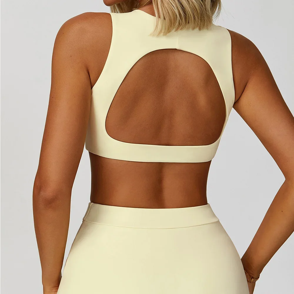 

JUREN Backless Women Fitness Yoga Bras Race Back Sports Bras Nylon Top Women Impact Bra Sexy Breathable Underwear For Women Gym