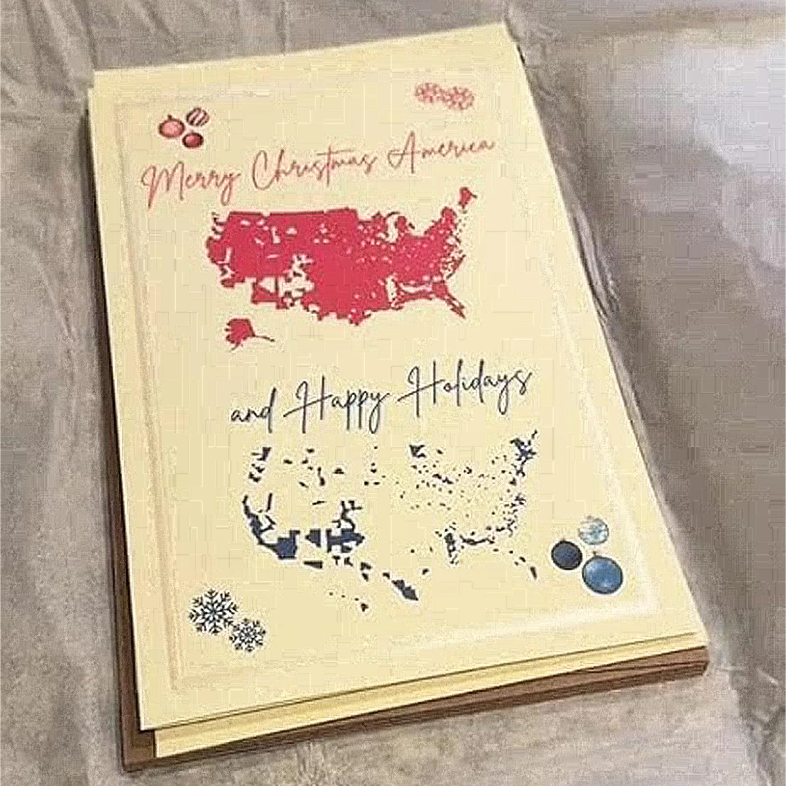 

Merry Christmas America Card Vintage Yellow Paper Blessing Card For Family Friend Neighbors 2025 Christmas Party Decorations