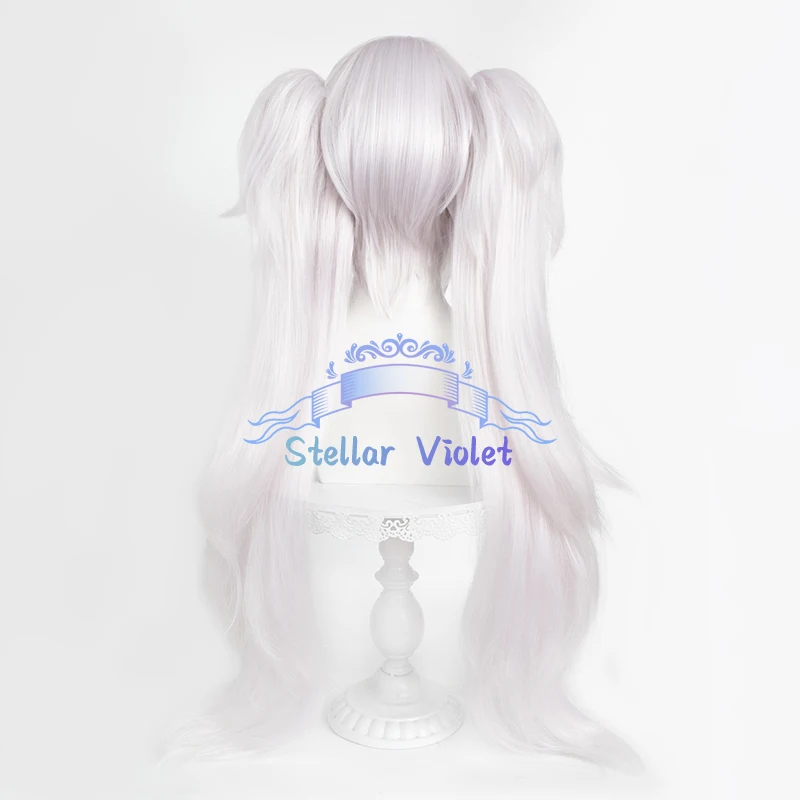 Game Azur Lane Wig USS Laffey Cosplay Wigs Cosplay Costumes 80CM Long Hair Silver White Double Ponytails Laffey Synthetic Wigs