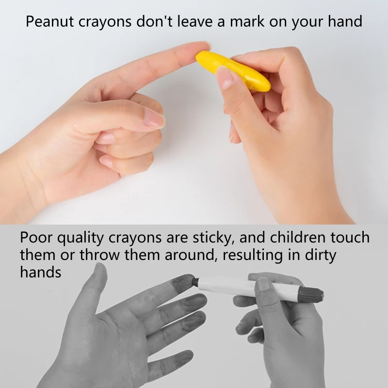 Peanut-shaped Crayon Finger-grip Crayons 12 Colors 24 Colors Washable for Boys Girls Kids Coloring Books Birthday Gift