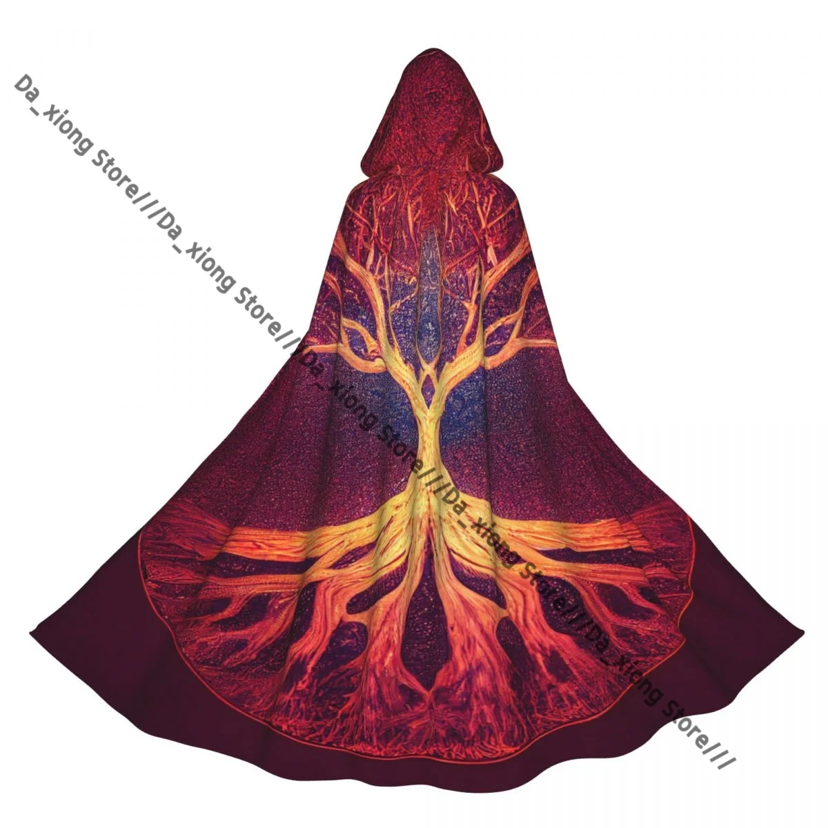 Tree Of Life Yggdrasil Witch Cloak Hooded Cosplay Costume Halloween Adult Long Party Cape